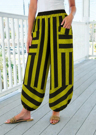 Dockside Darling La Spezia Barrel Italian Pant- Brown/Pistachio