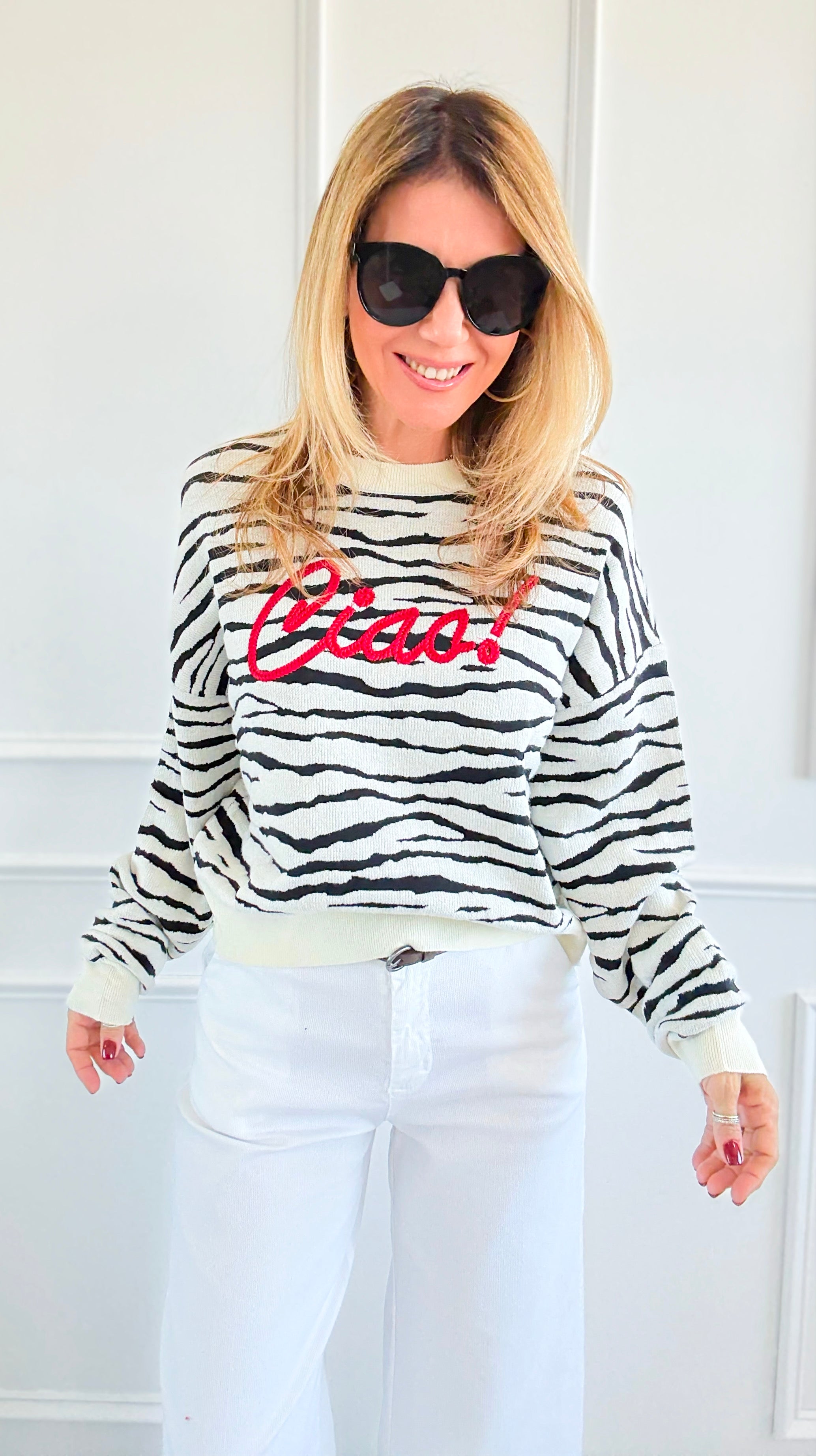 Ciao Stripes Textured Sweater-140 Sweaters-V SKY-Coastal Bloom Boutique, find the trendiest versions of the popular styles and looks Located in Indialantic, FL