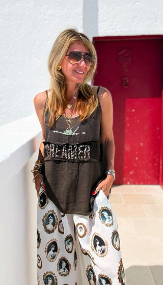 Fearlessly Dreaming Italian Tank Top- Brown