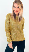Gold Metallic Ribbed Sweater-140 Sweaters-SUNDAYUP-Coastal Bloom Boutique, find the trendiest versions of the popular styles and looks Located in Indialantic, FL