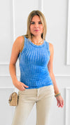 Barely There Ribbed Tank Top - Classic Blue-100 Sleeveless Tops-Zenana-Coastal Bloom Boutique, find the trendiest versions of the popular styles and looks Located in Indialantic, FL