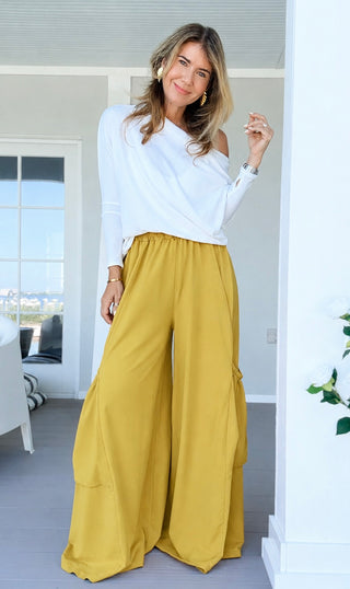 Moon Big Pocket Italian Pants - Mustard
