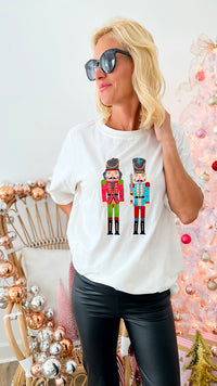 Sequin Nutcracker T-Shirt Dress/Tunic - White-200 Dresses/Jumpsuits/Rompers-Why Dress-Coastal Bloom Boutique, find the trendiest versions of the popular styles and looks Located in Indialantic, FL