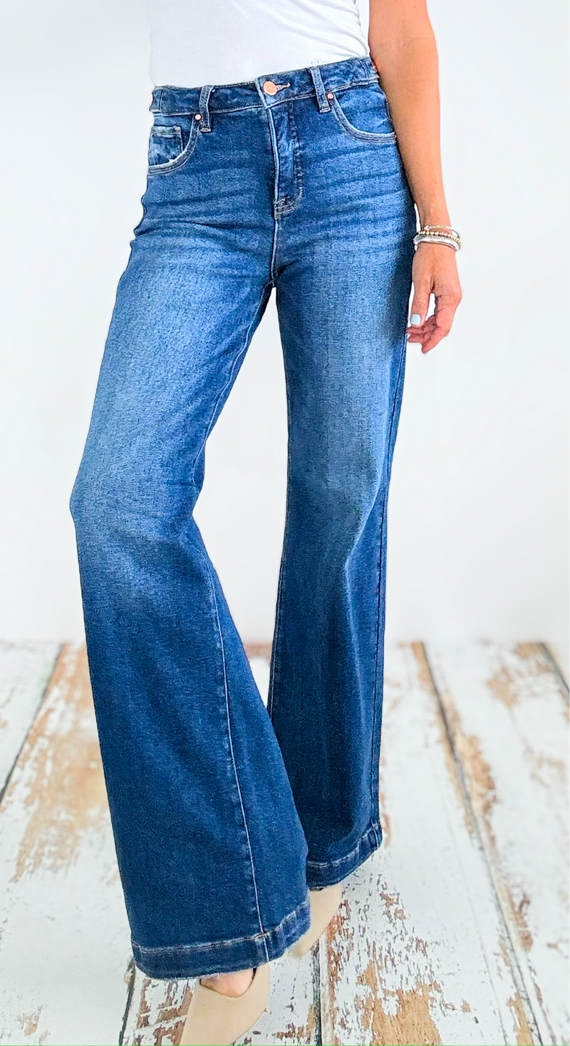 Adjustable High-Waisted Denim Pants-190 Denim-RISEN JEANS-Coastal Bloom Boutique, find the trendiest versions of the popular styles and looks Located in Indialantic, FL