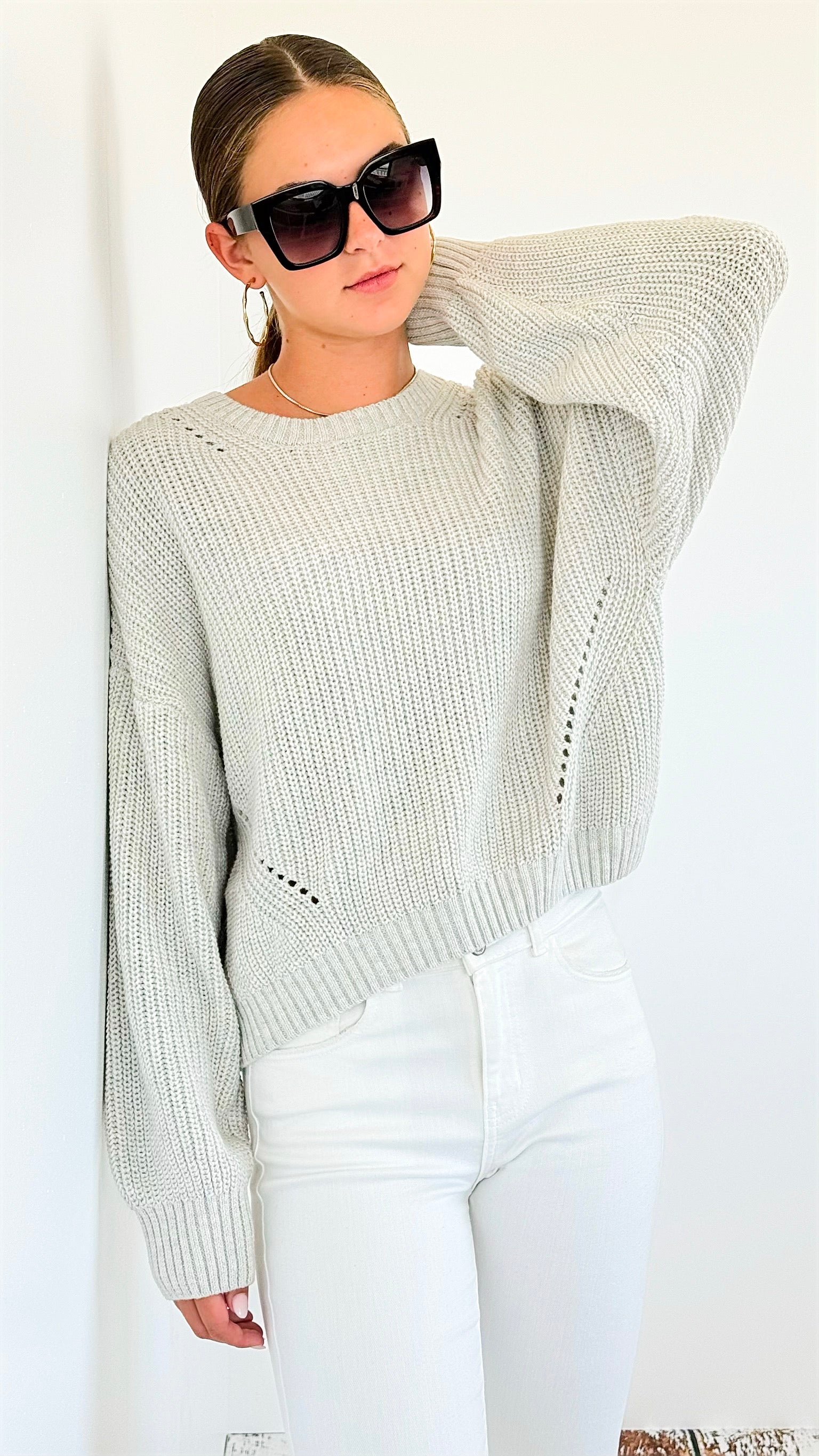 Long Sleeve Knit Sweater-140 Sweaters-Rousseau-Coastal Bloom Boutique, find the trendiest versions of the popular styles and looks Located in Indialantic, FL