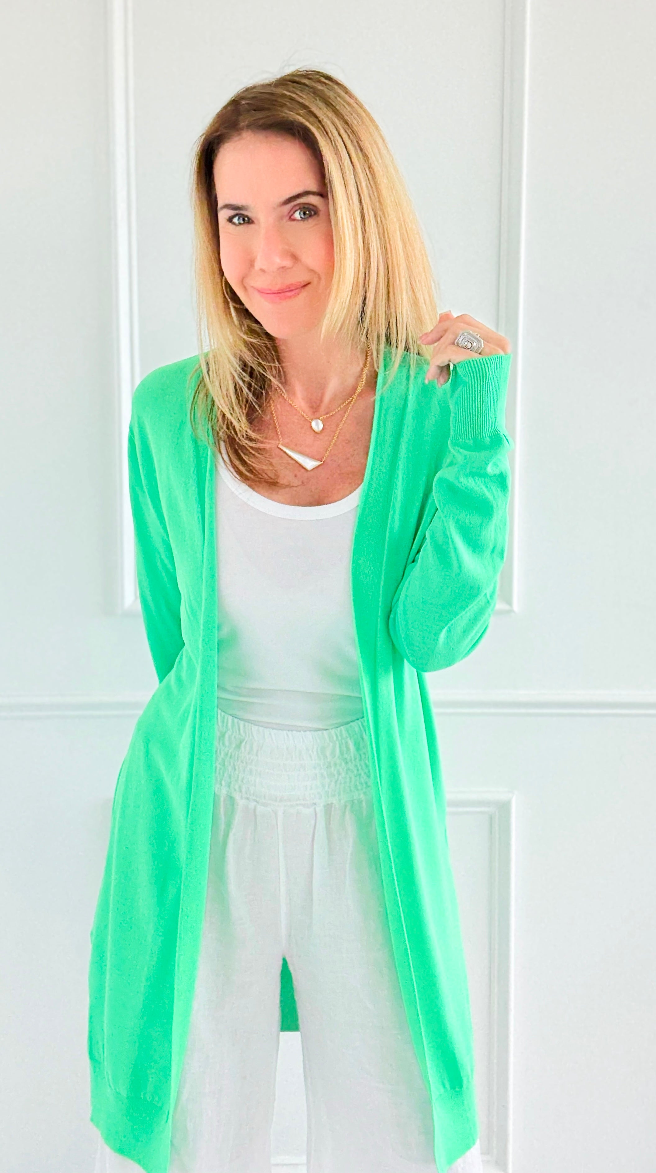 Breeze Italian Cardigan- Neon Green-150 Cardigan Layers-PROFITER-Coastal Bloom Boutique, find the trendiest versions of the popular styles and looks Located in Indialantic, FL
