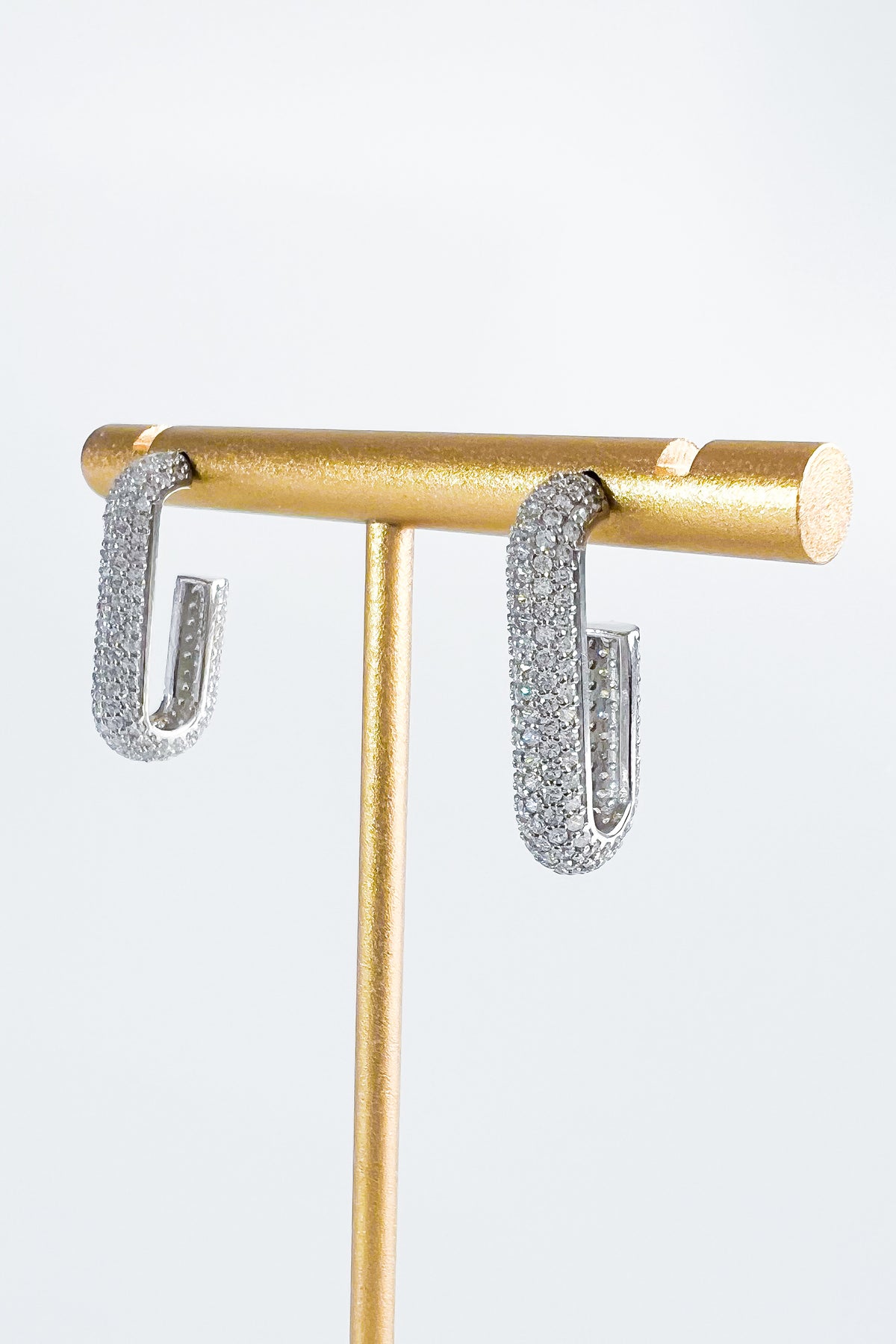 Sterling Silver Small Micropave Paperclip Bar Earrings-230 Jewelry-NYC-Coastal Bloom Boutique, find the trendiest versions of the popular styles and looks Located in Indialantic, FL