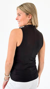 Ribbed Mock Neck Tank Top - Black-100 Sleeveless Tops-Zenana-Coastal Bloom Boutique, find the trendiest versions of the popular styles and looks Located in Indialantic, FL