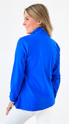 Penelope High-Neck Zip-Up - Royal Blue-160 Jackets-ARYEH-Coastal Bloom Boutique, find the trendiest versions of the popular styles and looks Located in Indialantic, FL