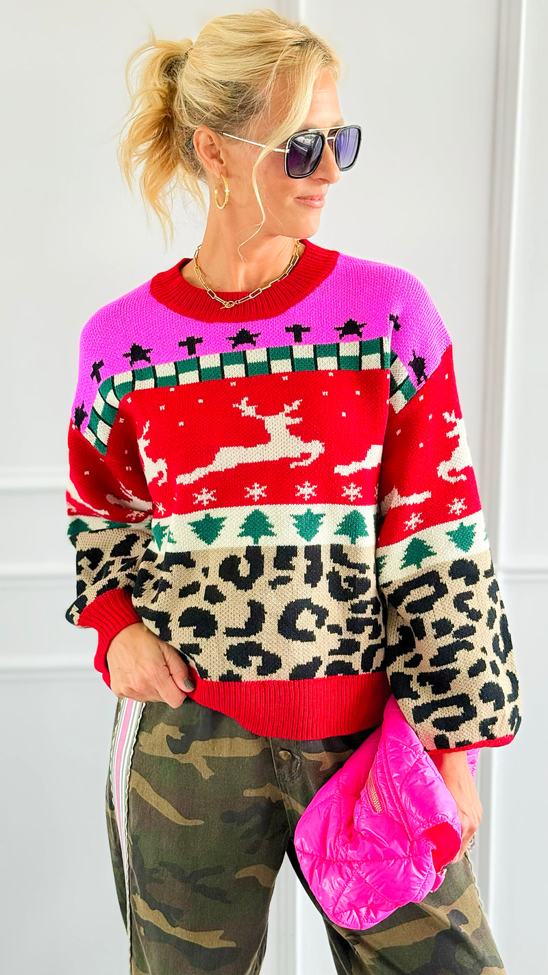 Holiday Patchwork Knit Sweater-140 Sweaters-Anniewear-Coastal Bloom Boutique, find the trendiest versions of the popular styles and looks Located in Indialantic, FL