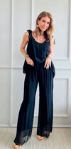 Sheer Overlay Italian Palazzo - Black-pants-Italianissimo-Coastal Bloom Boutique, find the trendiest versions of the popular styles and looks Located in Indialantic, FL