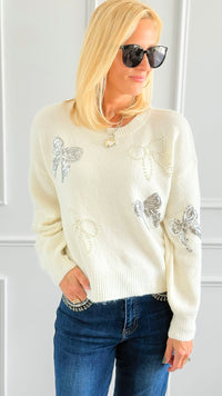 Take A Bow Sweater - Ivory-140 Sweaters-Dreamers-Coastal Bloom Boutique, find the trendiest versions of the popular styles and looks Located in Indialantic, FL