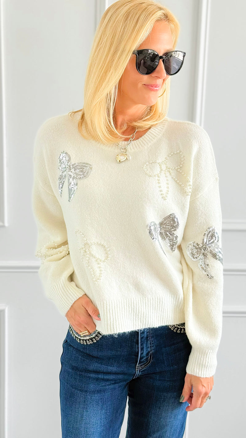 Take A Bow Sweater - Ivory-140 Sweaters-Dreamers-Coastal Bloom Boutique, find the trendiest versions of the popular styles and looks Located in Indialantic, FL