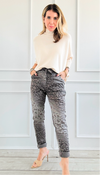 Wish List Animal Print Italian Joggers- Dark Taupe-pants-Italianissimo-Coastal Bloom Boutique, find the trendiest versions of the popular styles and looks Located in Indialantic, FL