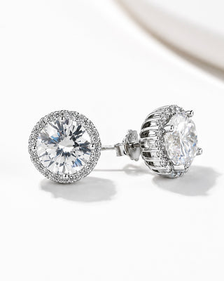 Sterling Silver Stone CZ Halo Big Stud Earring