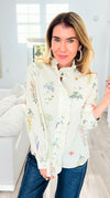 Garden Daydream Ruffled Collared Top-130 Long Sleeve Tops-JODIFL-Coastal Bloom Boutique, find the trendiest versions of the popular styles and looks Located in Indialantic, FL