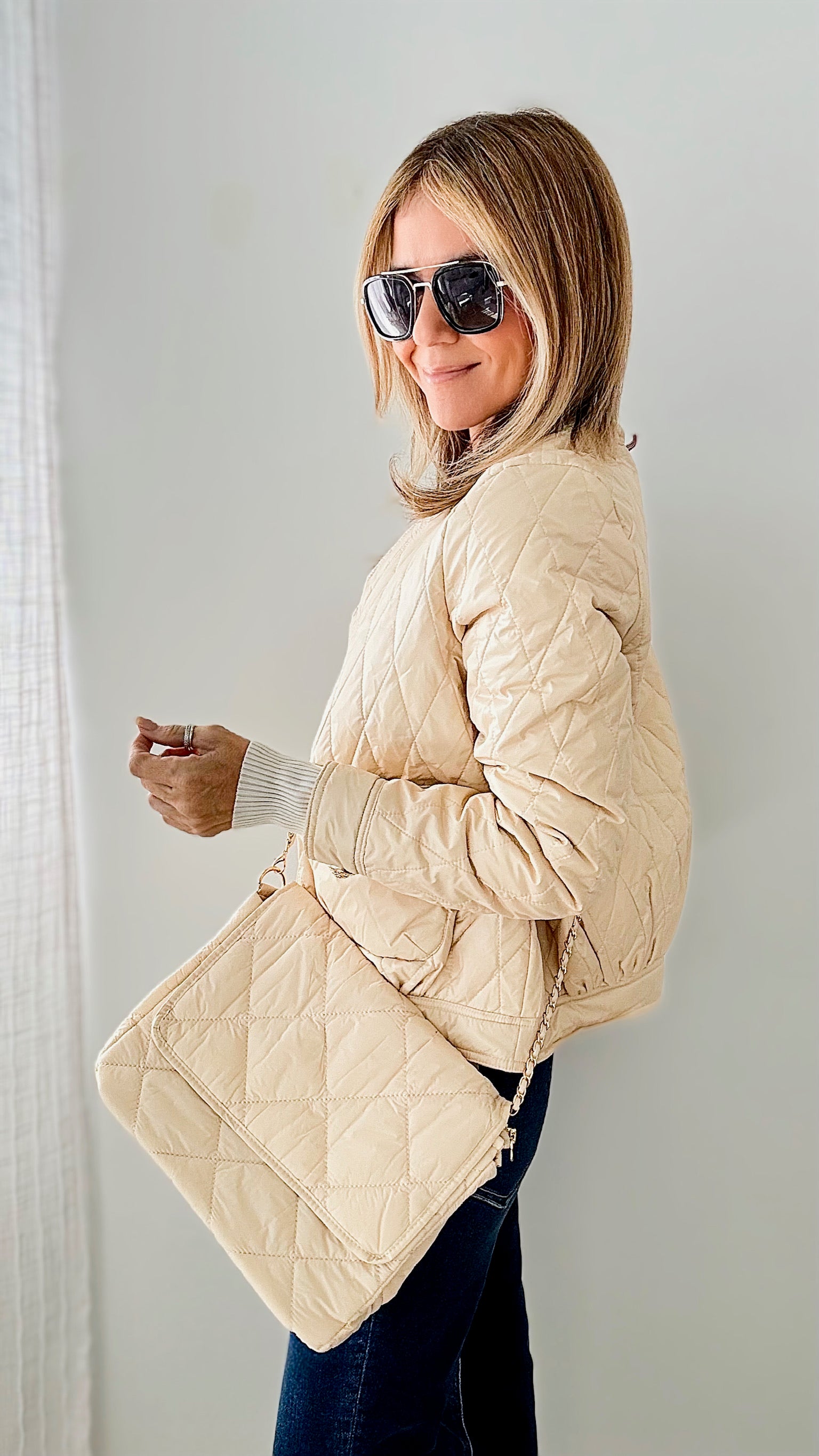 Puffer Jacket & Matching Bag - Beige-JOH APPAREL-Coastal Bloom Boutique, find the trendiest versions of the popular styles and looks Located in Indialantic, FL
