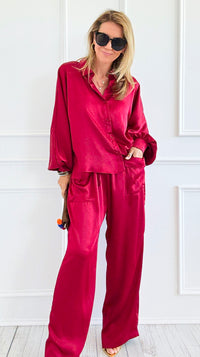Slow Mornings Set - Burgundy-210 Loungewear/Sets-Jodifl-Coastal Bloom Boutique, find the trendiest versions of the popular styles and looks Located in Indialantic, FL