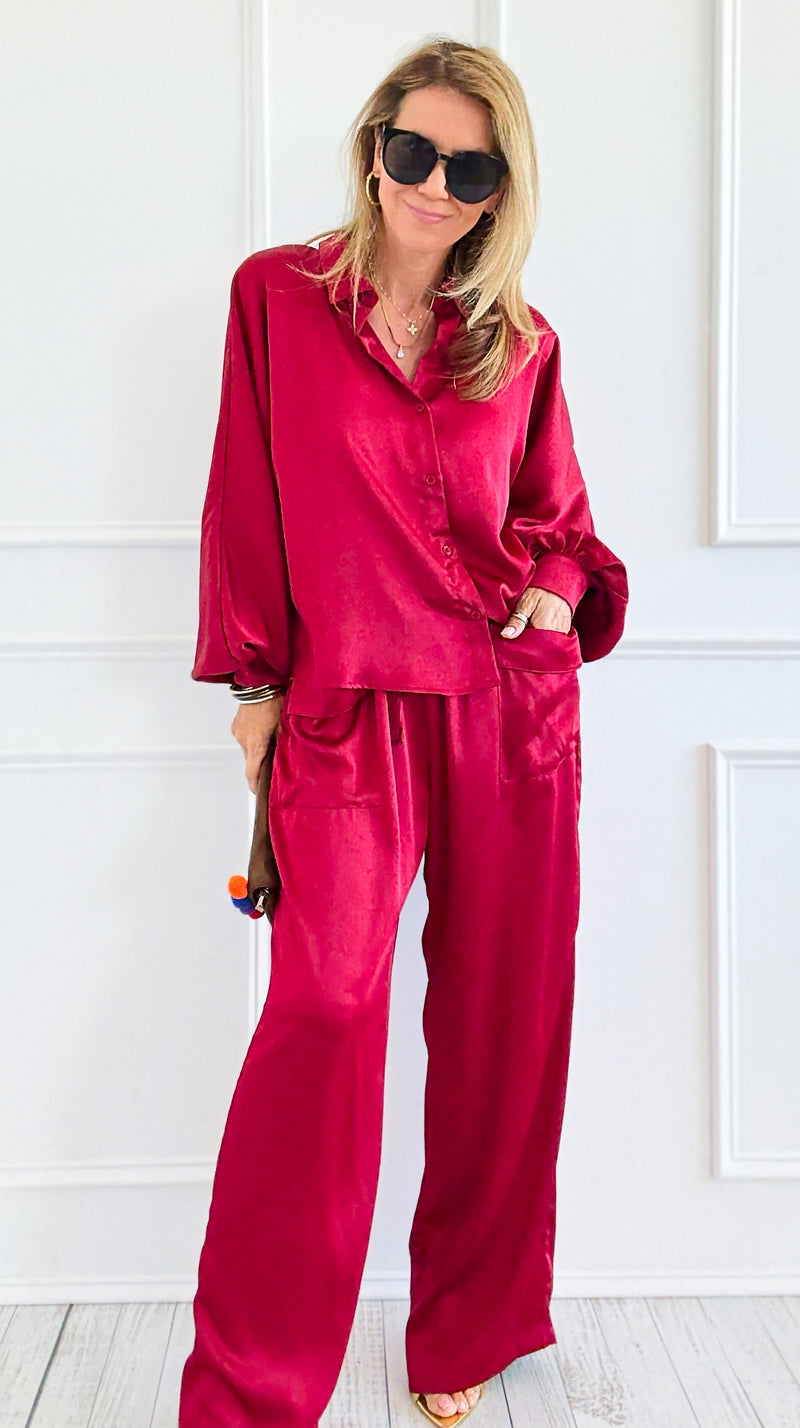 Slow Mornings Set - Burgundy-210 Loungewear/Sets-Jodifl-Coastal Bloom Boutique, find the trendiest versions of the popular styles and looks Located in Indialantic, FL