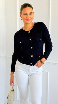 The Regent Cropped Cardigan Sweater-Navy-150 Cardigan Layers-Blu Pepper-Coastal Bloom Boutique, find the trendiest versions of the popular styles and looks Located in Indialantic, FL