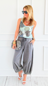 Cancel Plans Cuffed Pants- Cement-170 Bottoms-ODDI-Coastal Bloom Boutique, find the trendiest versions of the popular styles and looks Located in Indialantic, FL