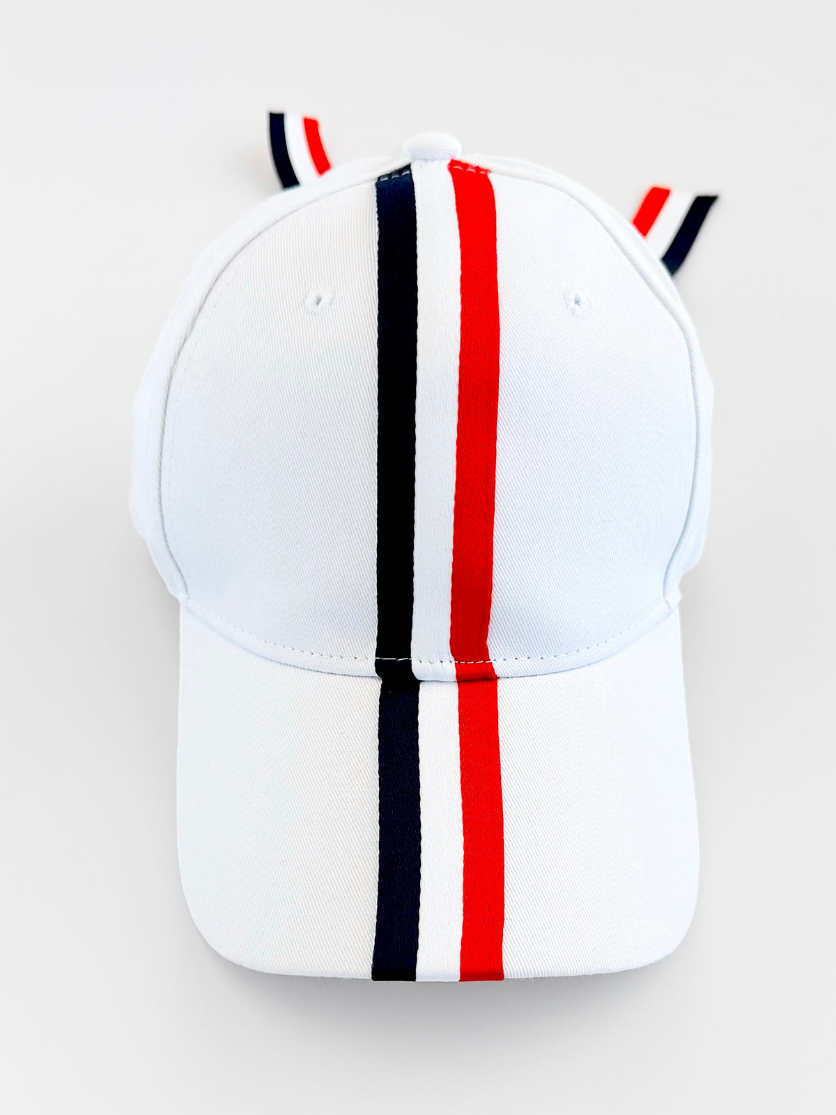 Weekend Stripe Bow Baseball Cap - White-260 Other Accessories-h&d-Coastal Bloom Boutique, find the trendiest versions of the popular styles and looks Located in Indialantic, FL
