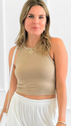 Contrast tank top- Taupe-100 Sleeveless Tops-Style Melody-Coastal Bloom Boutique, find the trendiest versions of the popular styles and looks Located in Indialantic, FL