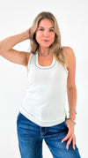 Effortless Allure Contrast Trim Tank Top-100 Sleeveless Tops-Lovelo x GeeGee-Coastal Bloom Boutique, find the trendiest versions of the popular styles and looks Located in Indialantic, FL