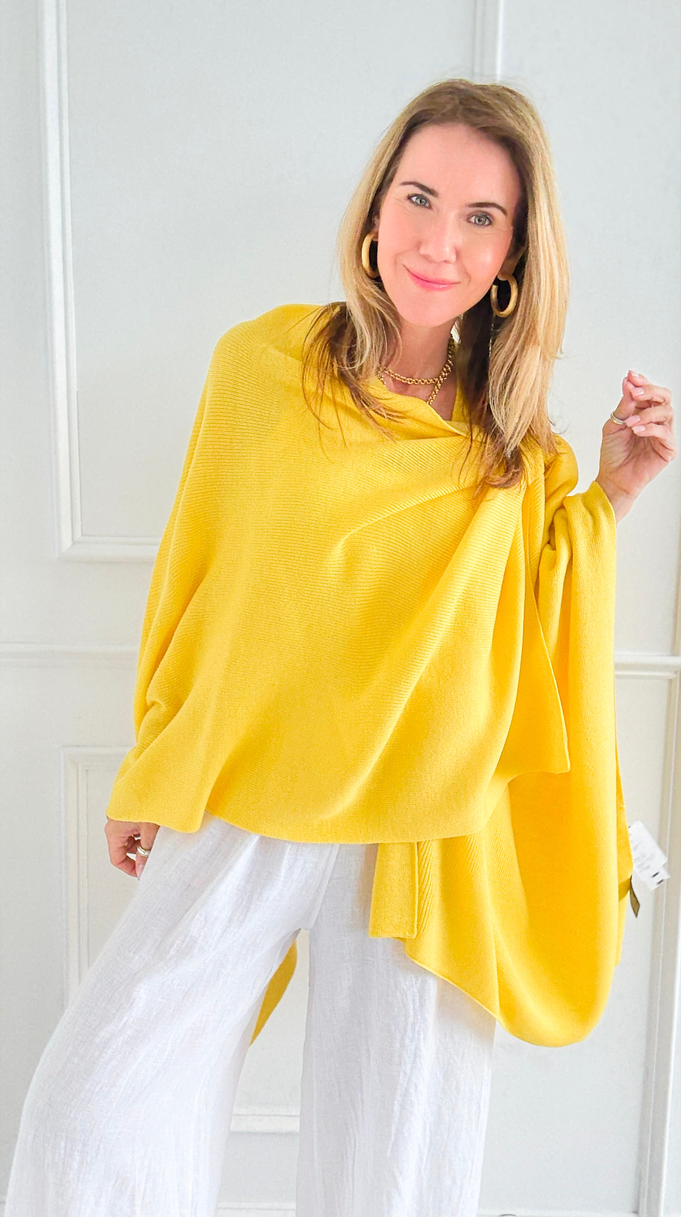 Walk Away Poncho - Yellow-150 Cardigan Layers-NYW-Coastal Bloom Boutique, find the trendiest versions of the popular styles and looks Located in Indialantic, FL