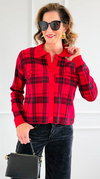 Aspen Après Ski Plaid Cardigan-150 Cardigans/Layers-White Birch-Coastal Bloom Boutique, find the trendiest versions of the popular styles and looks Located in Indialantic, FL