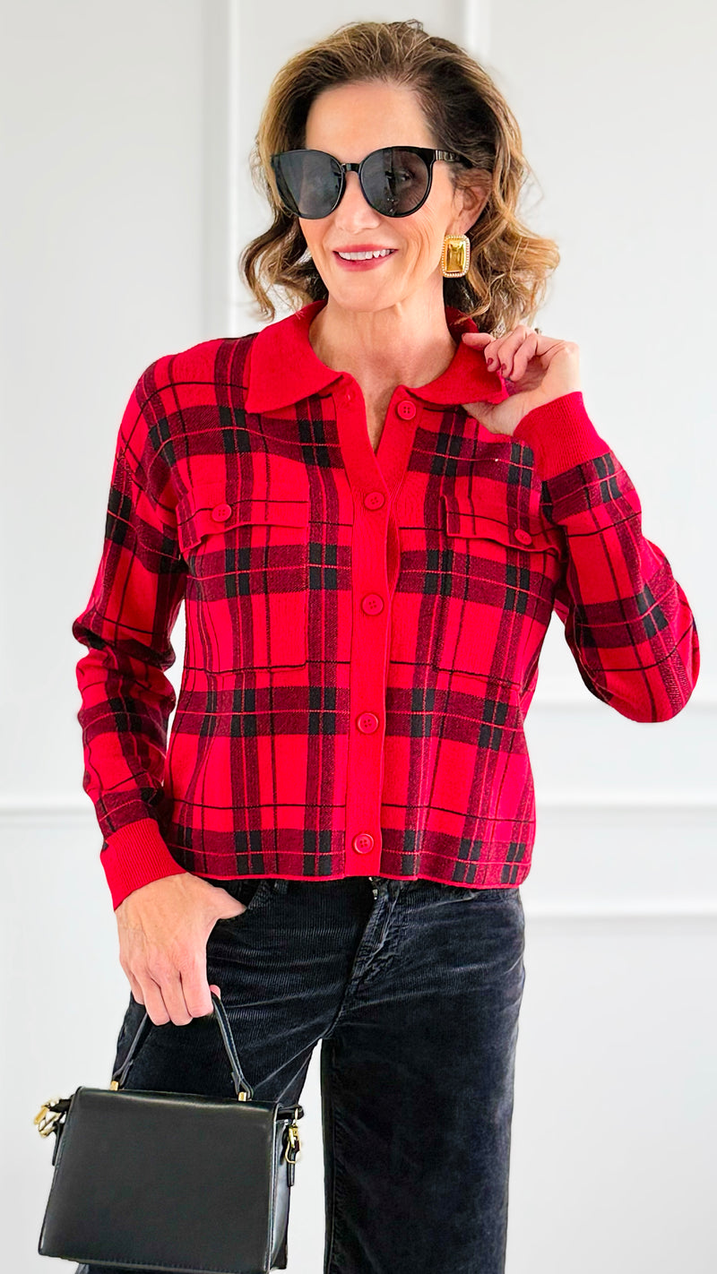 Aspen Après Ski Plaid Cardigan-150 Cardigans/Layers-White Birch-Coastal Bloom Boutique, find the trendiest versions of the popular styles and looks Located in Indialantic, FL