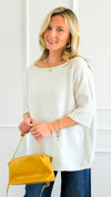 Break Free Round - Neck Italian Sweater Top - White-140 Sweaters-Italianissimo/J.D. PRONTO-Coastal Bloom Boutique, find the trendiest versions of the popular styles and looks Located in Indialantic, FL