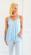 Midnight Whispers Lace Top - Sky Blue-100 Sleeveless Tops-POL-Coastal Bloom Boutique, find the trendiest versions of the popular styles and looks Located in Indialantic, FL