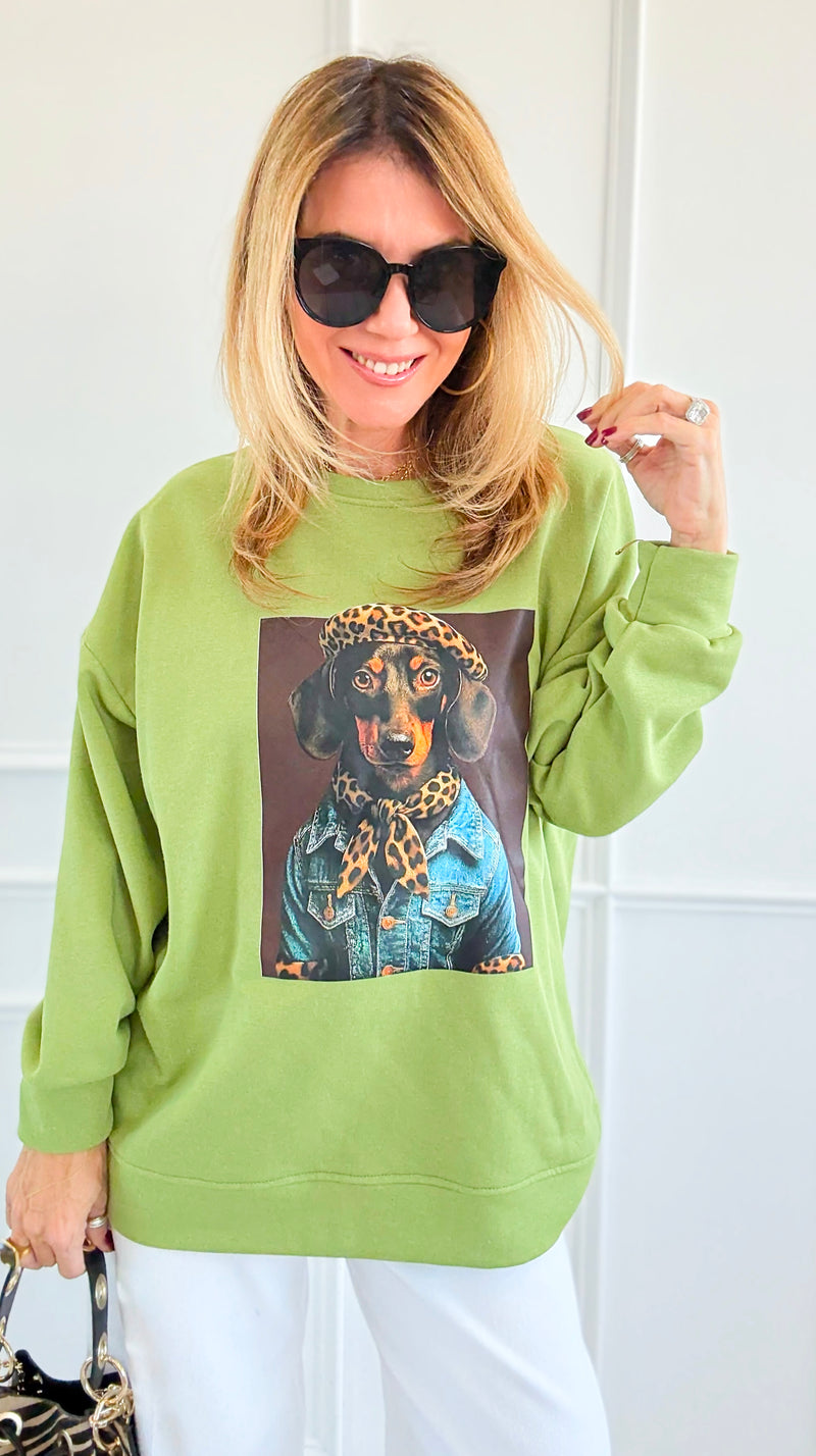 Doggy Glam Italian Sweatshirt-140 Sweaters-AZUL MONACO-Coastal Bloom Boutique, find the trendiest versions of the popular styles and looks Located in Indialantic, FL