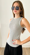 Sayre Tank Top - H Grey-100 Sleeveless Tops-Zenana-Coastal Bloom Boutique, find the trendiest versions of the popular styles and looks Located in Indialantic, FL