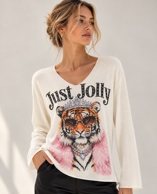 Queen of Jolly Lurex Trim Italian Top