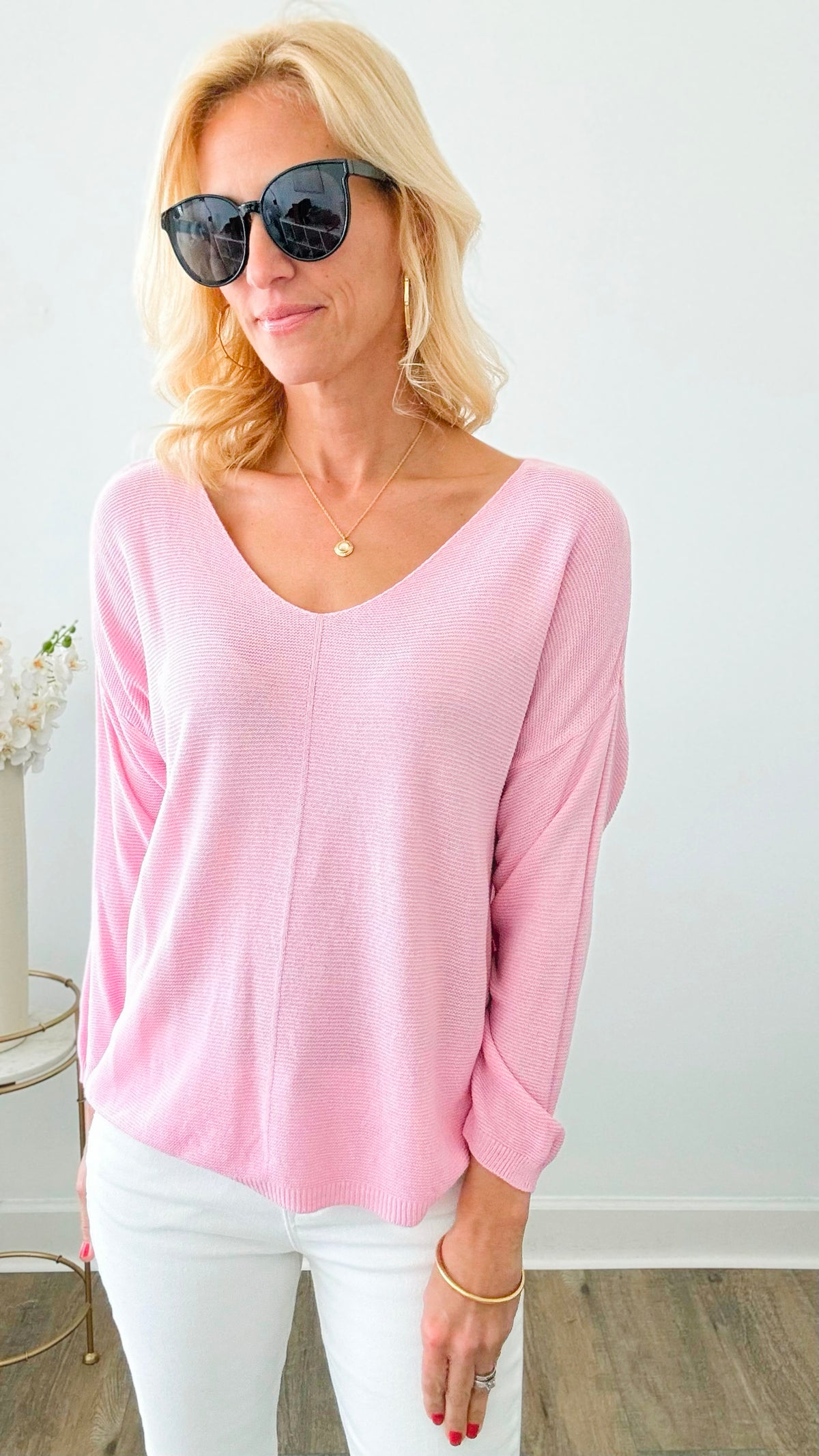 Close-Knit Coziness Italian Pullover - Light Pink-140 Sweaters-Germany-Coastal Bloom Boutique, find the trendiest versions of the popular styles and looks Located in Indialantic, FL
