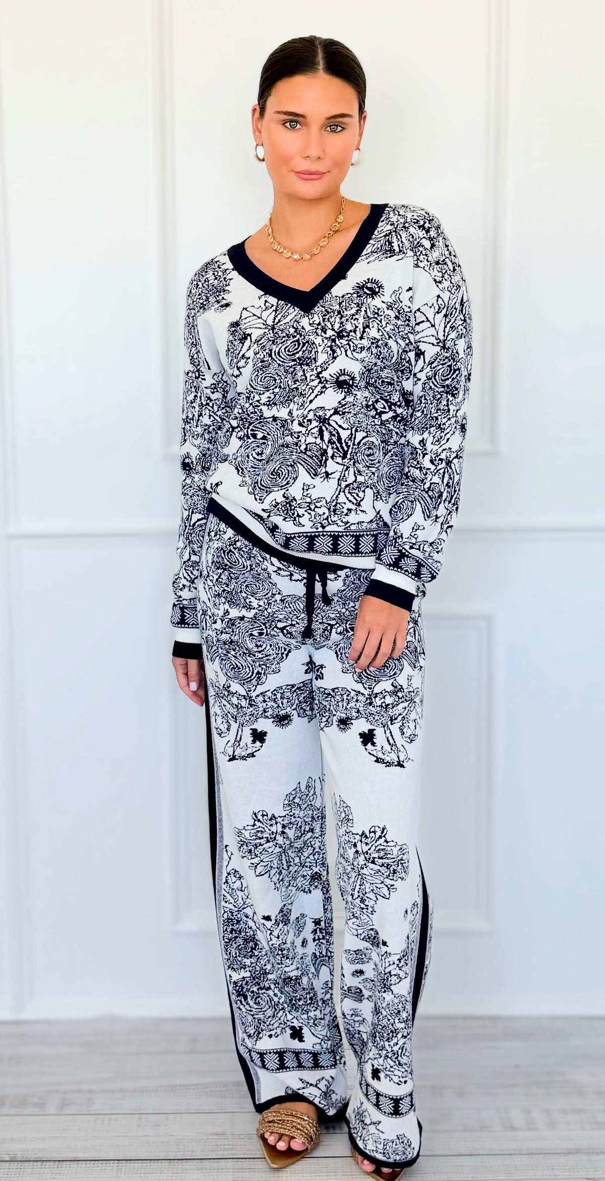 Whirlwind Jacquard Italian Set-210 Loungewear/Sets-K2-Coastal Bloom Boutique, find the trendiest versions of the popular styles and looks Located in Indialantic, FL