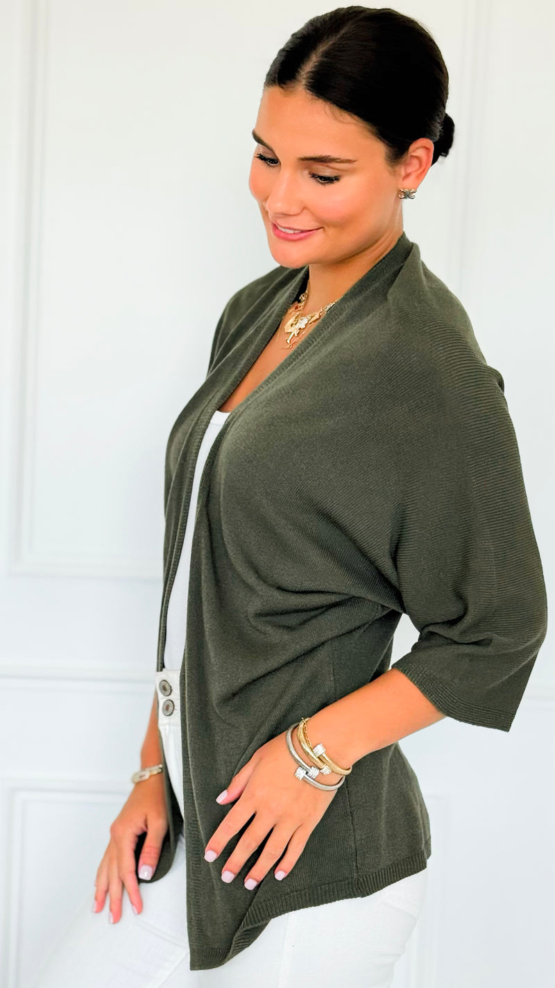 Sunday Italian Modal Cardigan- Olive-150 Cardigan Layers-Italianissimo-Coastal Bloom Boutique, find the trendiest versions of the popular styles and looks Located in Indialantic, FL