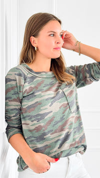 Street Chic Camo Top-110 Long Sleeve Tops-Heimish-Coastal Bloom Boutique, find the trendiest versions of the popular styles and looks Located in Indialantic, FL