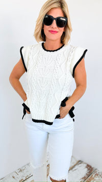 Cable Knit Side Tie Vest-00 Sleevless Tops-Main Strip-Coastal Bloom Boutique, find the trendiest versions of the popular styles and looks Located in Indialantic, FL