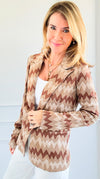Chevron Relaxed Italian Blazer-Camel-Brown-160 Jackets-Venti6-Coastal Bloom Boutique, find the trendiest versions of the popular styles and looks Located in Indialantic, FL