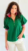 Ivy League Zip Accent Top-110 short Sleeve Top-ENTRO-Coastal Bloom Boutique, find the trendiest versions of the popular styles and looks Located in Indialantic, FL