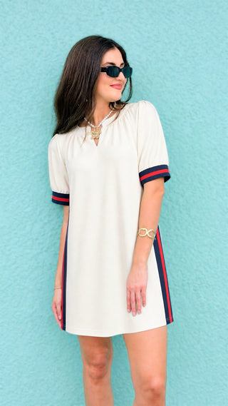 City Line Stripe Trim Dress