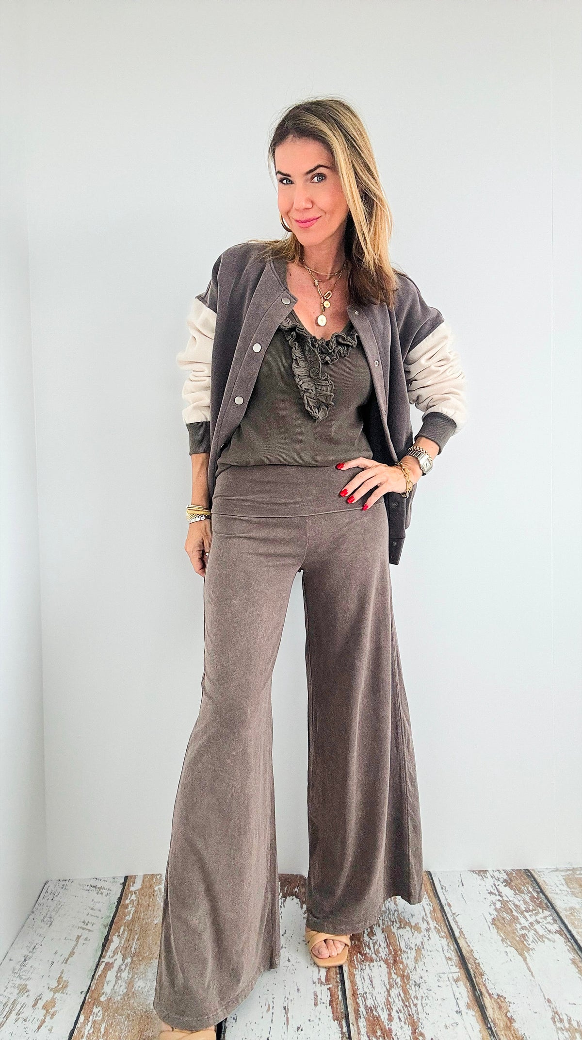 Mineral Wash Wide Leg Pants-Desert Taupe-170 Bottoms-Chatoyant-Coastal Bloom Boutique, find the trendiest versions of the popular styles and looks Located in Indialantic, FL