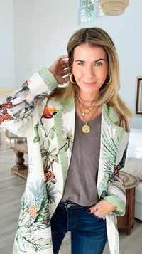 Tropic Jungle Italian Blazer-160 Jackets-Italianissimo-Coastal Bloom Boutique, find the trendiest versions of the popular styles and looks Located in Indialantic, FL