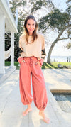Cancel Plans Cuffed Pants- Washed Rust-170 Bottoms-ODDI-Coastal Bloom Boutique, find the trendiest versions of the popular styles and looks Located in Indialantic, FL