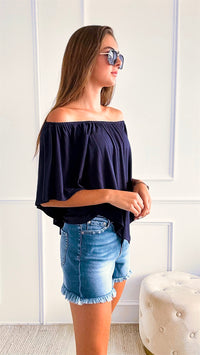 The Everything Top-Navy-110 Short Sleeve Tops-Chatoyant-Coastal Bloom Boutique, find the trendiest versions of the popular styles and looks Located in Indialantic, FL