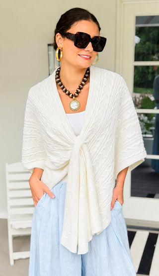 Twist Front Poncho - Off White