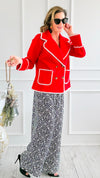 Blanket Stitch Elegance Jacket - Red-160 Jackets-IRIS-Coastal Bloom Boutique, find the trendiest versions of the popular styles and looks Located in Indialantic, FL
